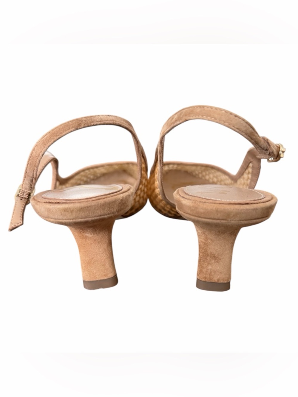 Sam Edelman Nude Beige Mesh Slingback Kitten Heels - Picture 8 of 11